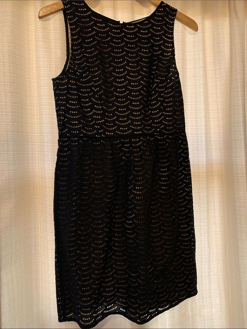 LOFT Black Sleeveless Lace Overlay Dress